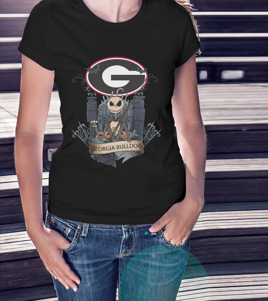 Georgia Bulldog Football Jack Skellington Graveyard T-Shirt
