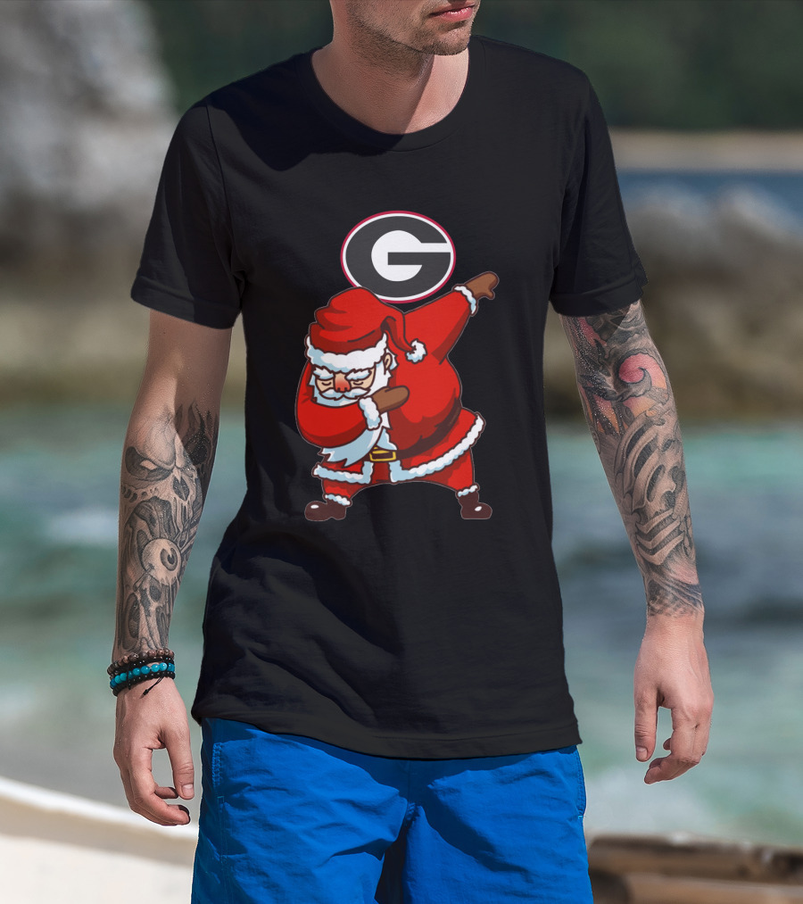 Georgia Bulldogs Santa Dab Logo Christmas Football T-Shirt
