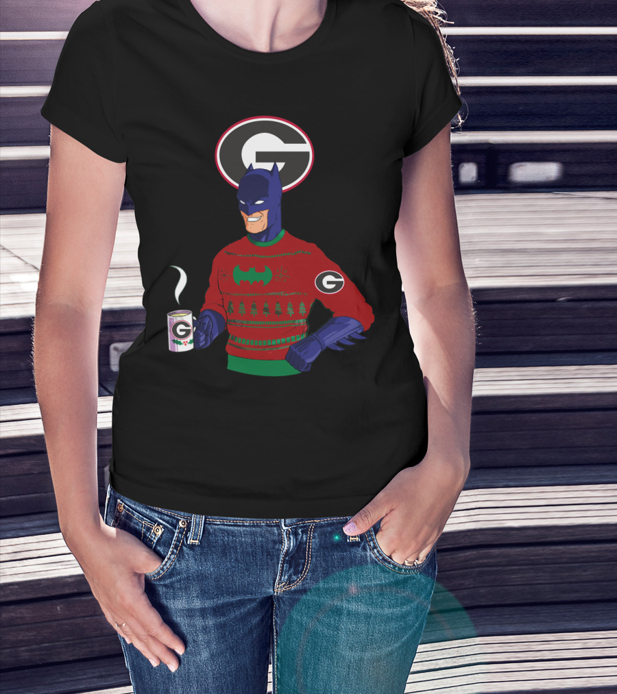 Georgia Bulldogs Batman Christmas Sweater With Logo And Coffee Mug T-Shirt