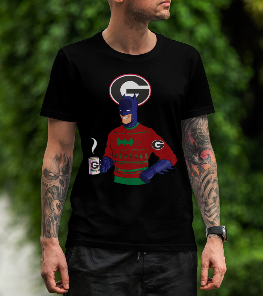 Georgia Bulldogs Batman Christmas Sweater With Logo And Coffee Mug T-Shirt