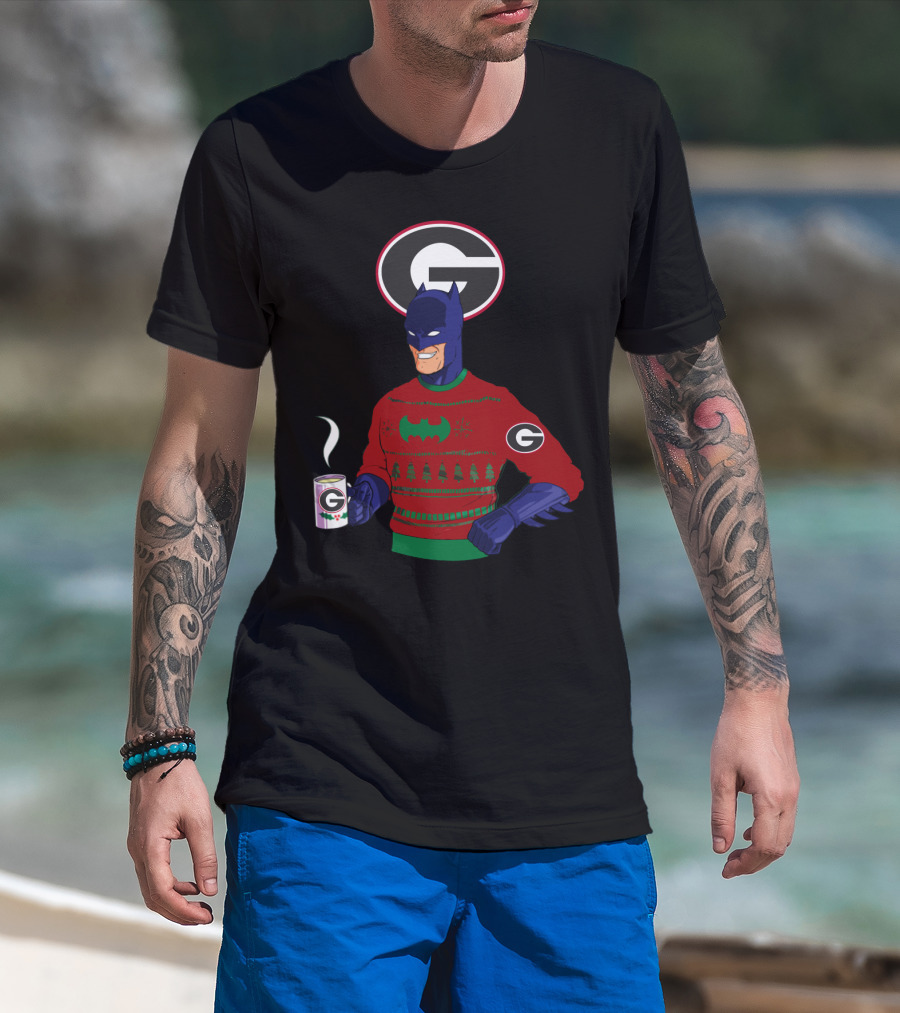 Georgia Bulldogs Batman Christmas Sweater With Logo And Coffee Mug T-Shirt
