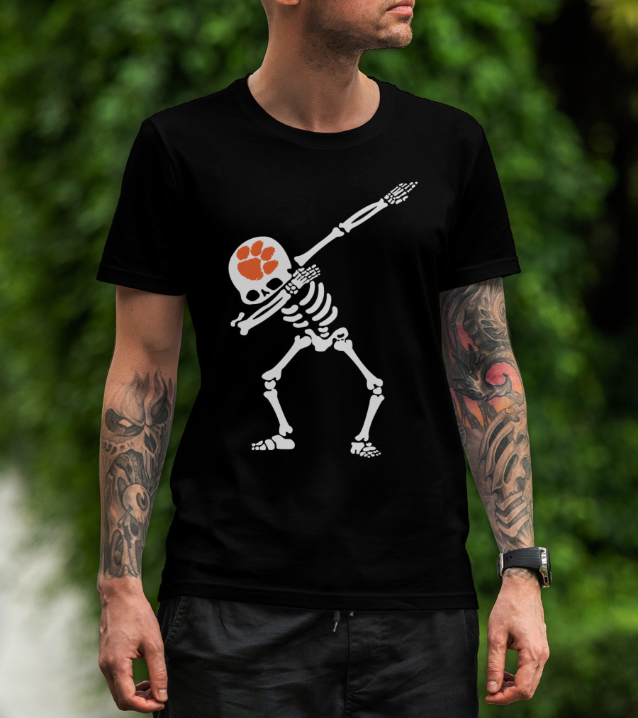 Clemson Tigers Dabbing Skeleton With Paw T-Shirt