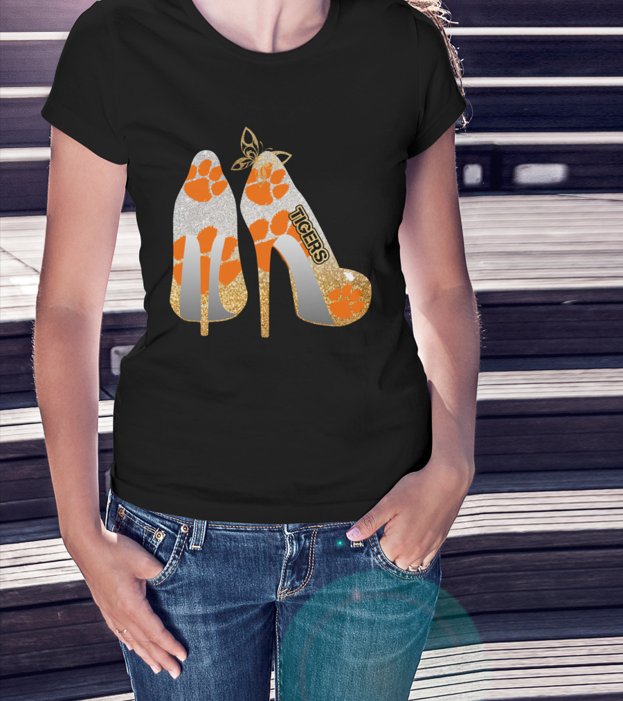 Clemson Tigers High Heel Paw Print Fashion T-Shirt