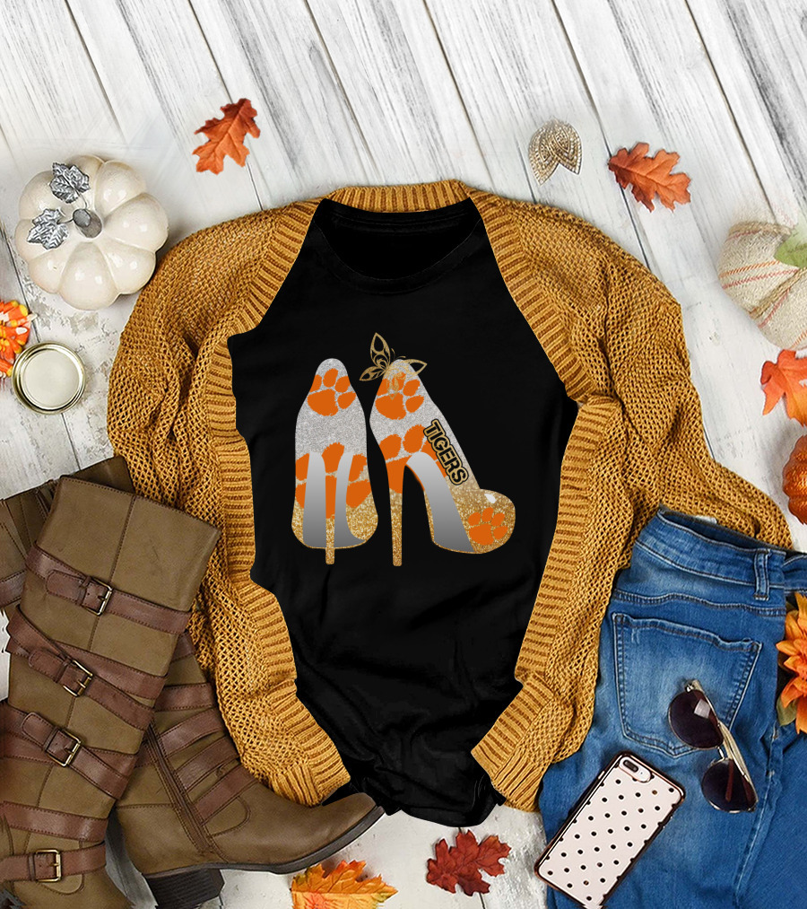 Clemson Tigers High Heel Paw Print Fashion T-Shirt