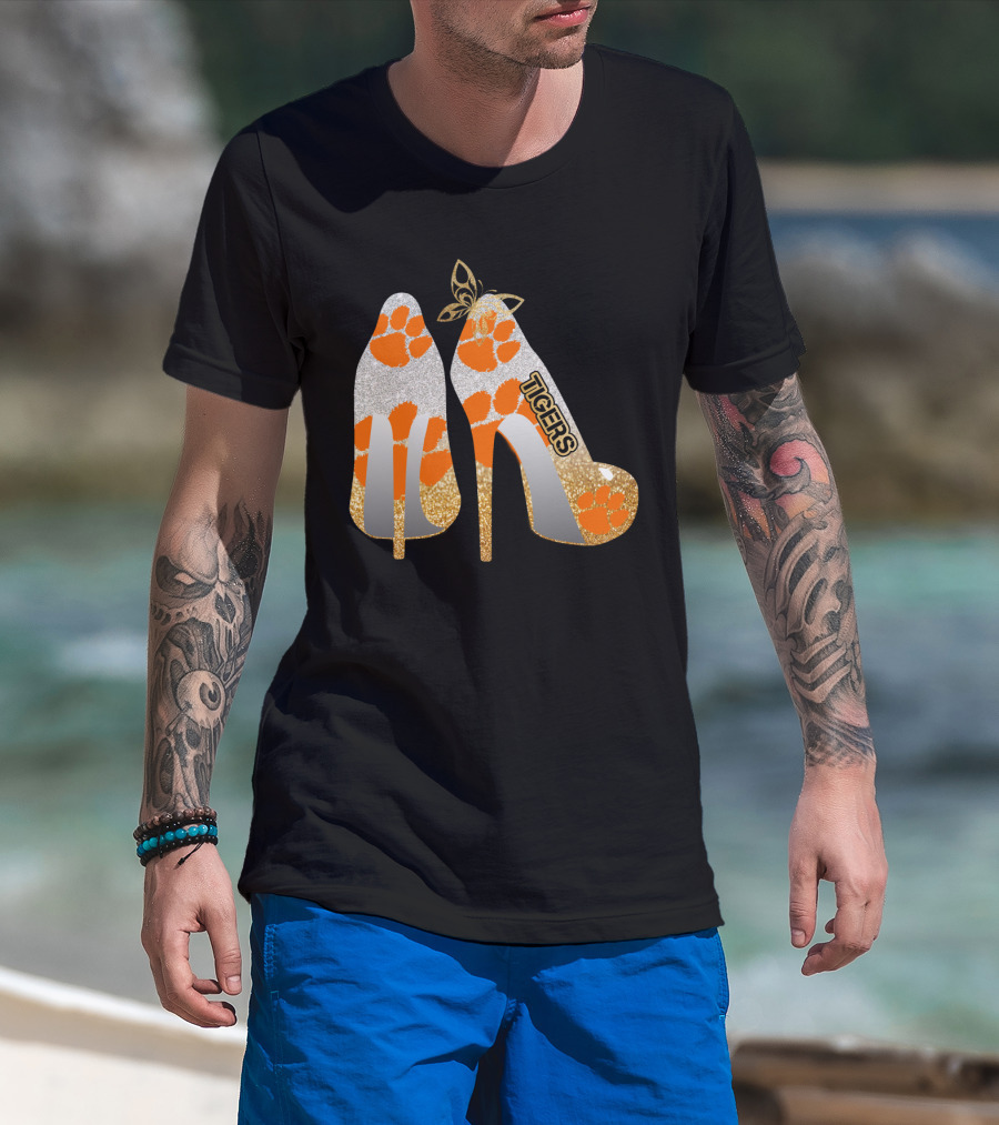 Clemson Tigers High Heel Paw Print Fashion T-Shirt