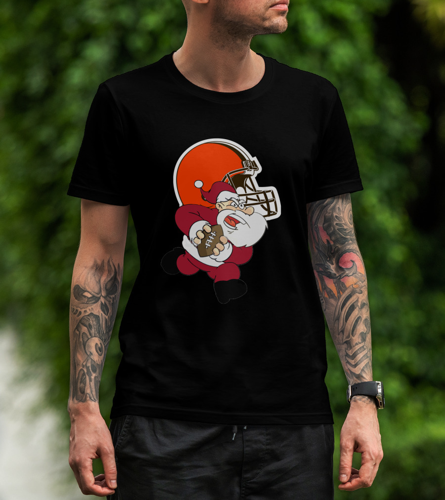 Cleveland Browns Santa Football Helmet T-Shirt