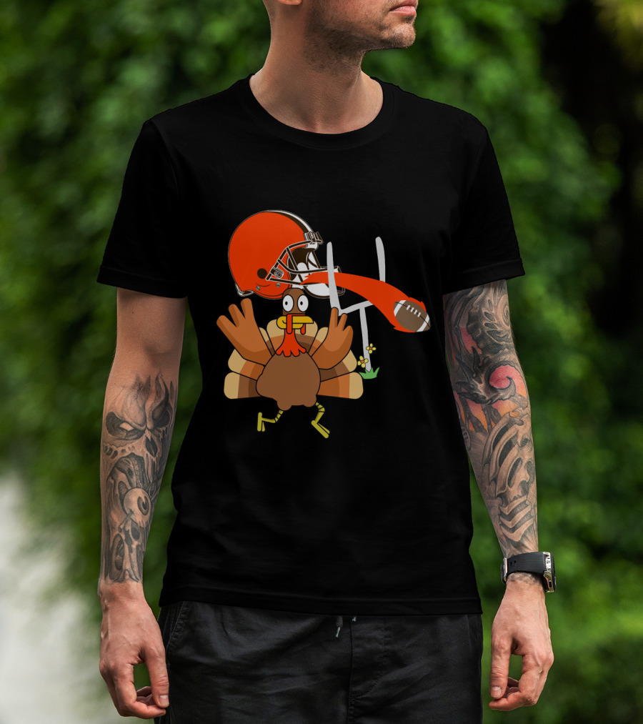 Cleveland Browns Turkey Thanksgiving Football Helmet T-Shirt