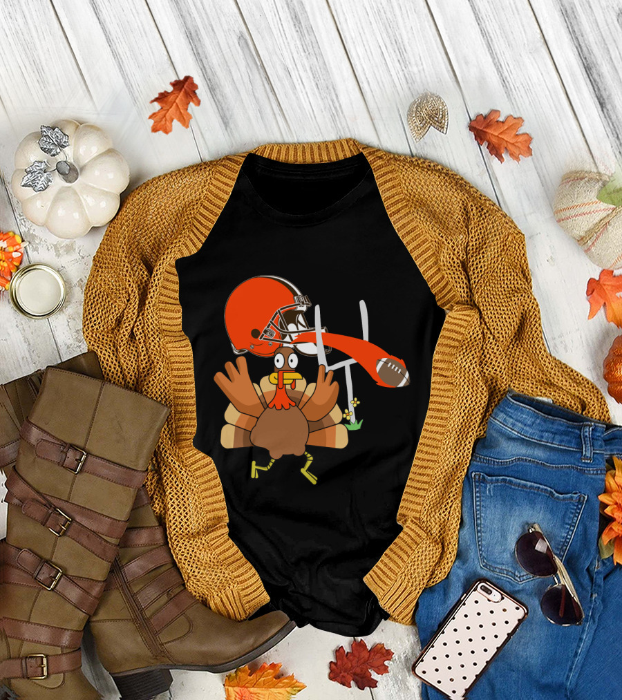 Cleveland Browns Turkey Thanksgiving Football Helmet T-Shirt