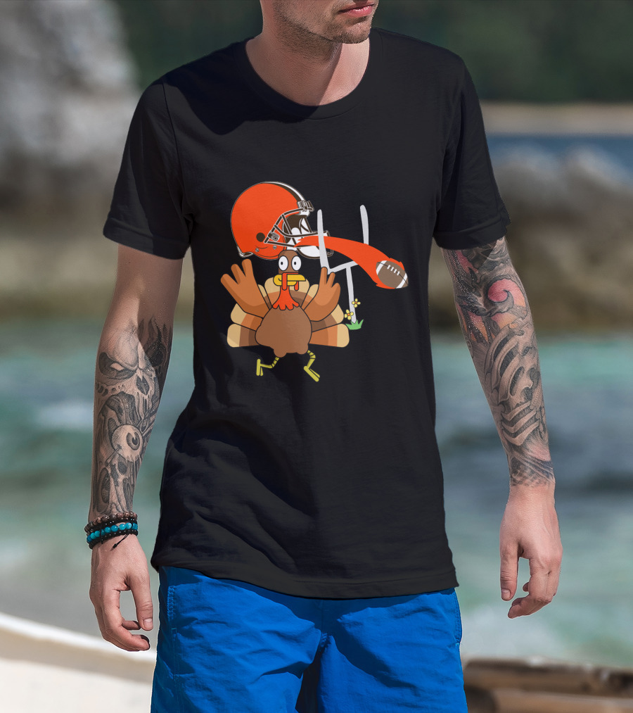 Cleveland Browns Turkey Thanksgiving Football Helmet T-Shirt