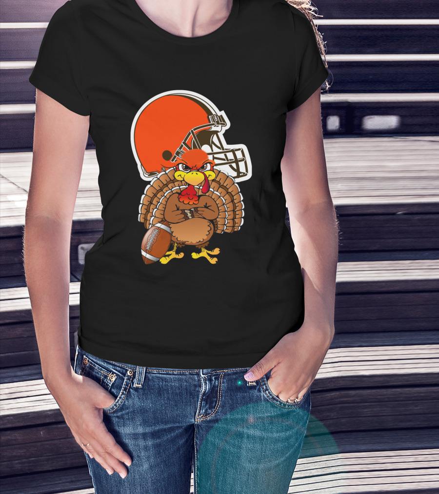 Cleveland Browns Angry Thanksgiving Turkey Football Helmet T-Shirt