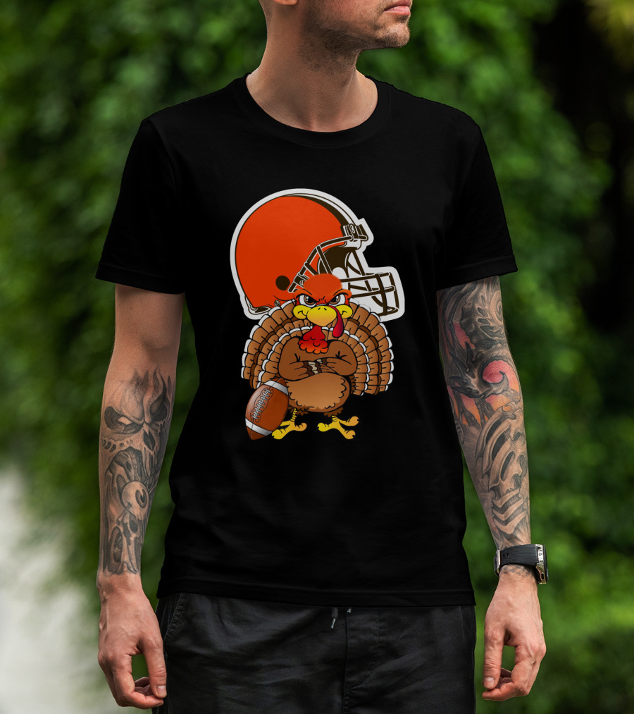 Cleveland Browns Angry Thanksgiving Turkey Football Helmet T-Shirt