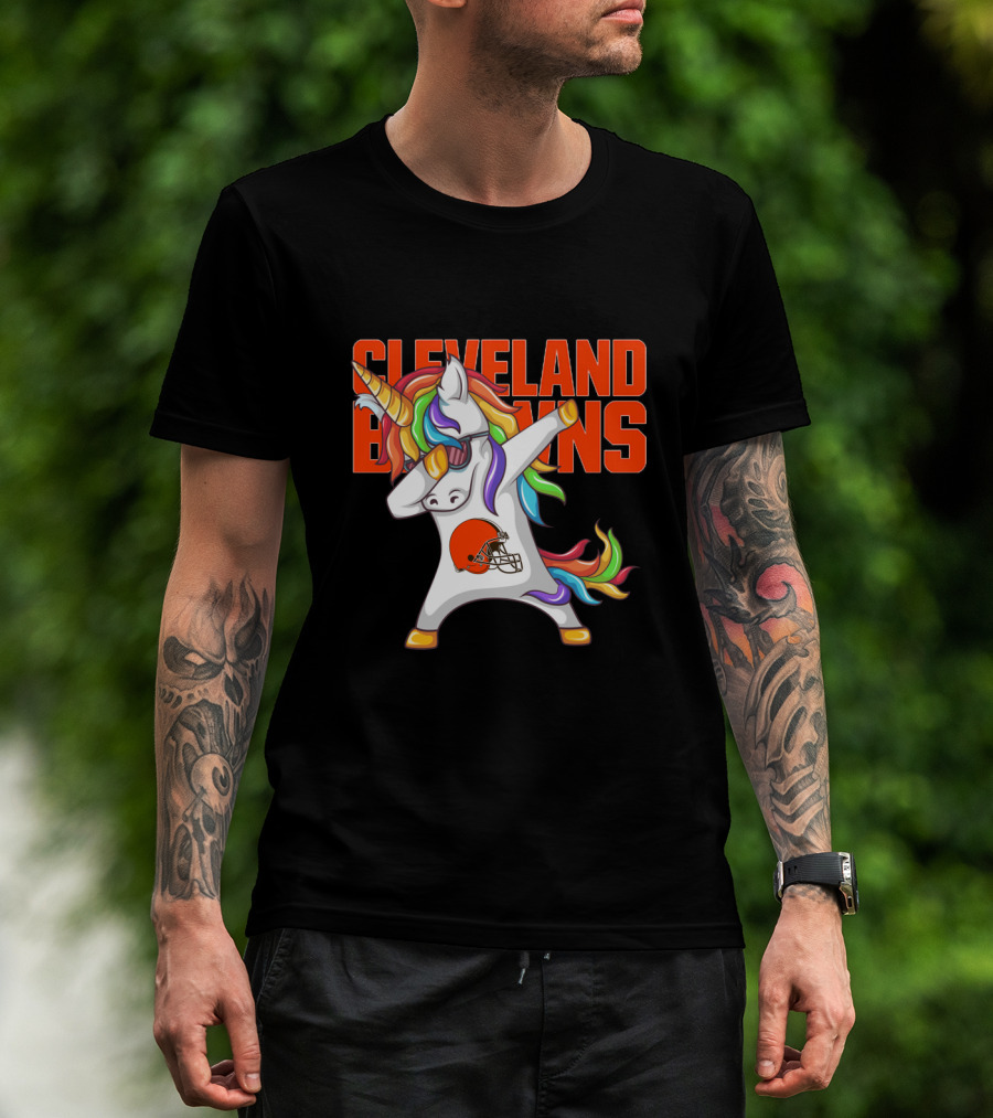 Cleveland Browns Rainbow Unicorn Football Helmet T-Shirt