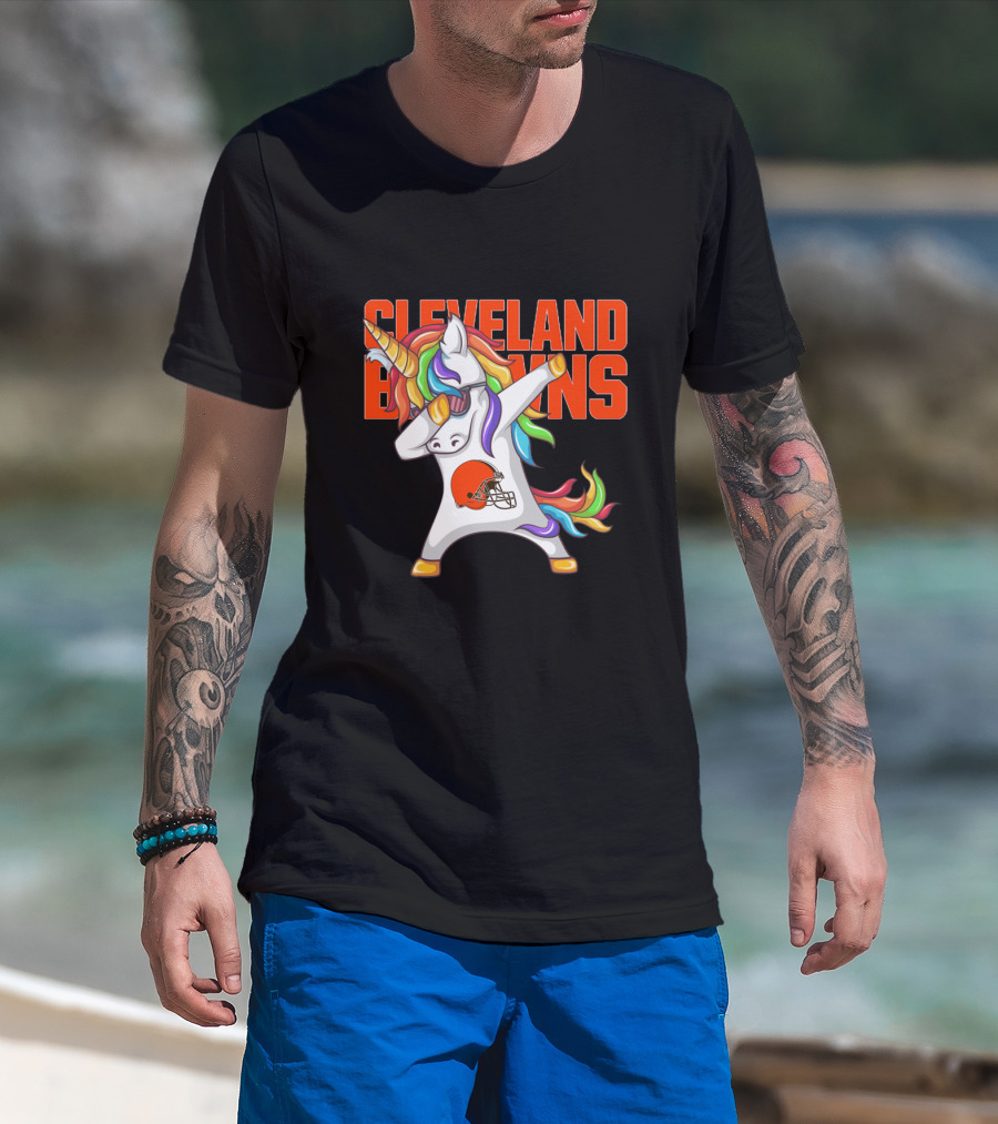 Cleveland Browns Rainbow Unicorn Football Helmet T-Shirt