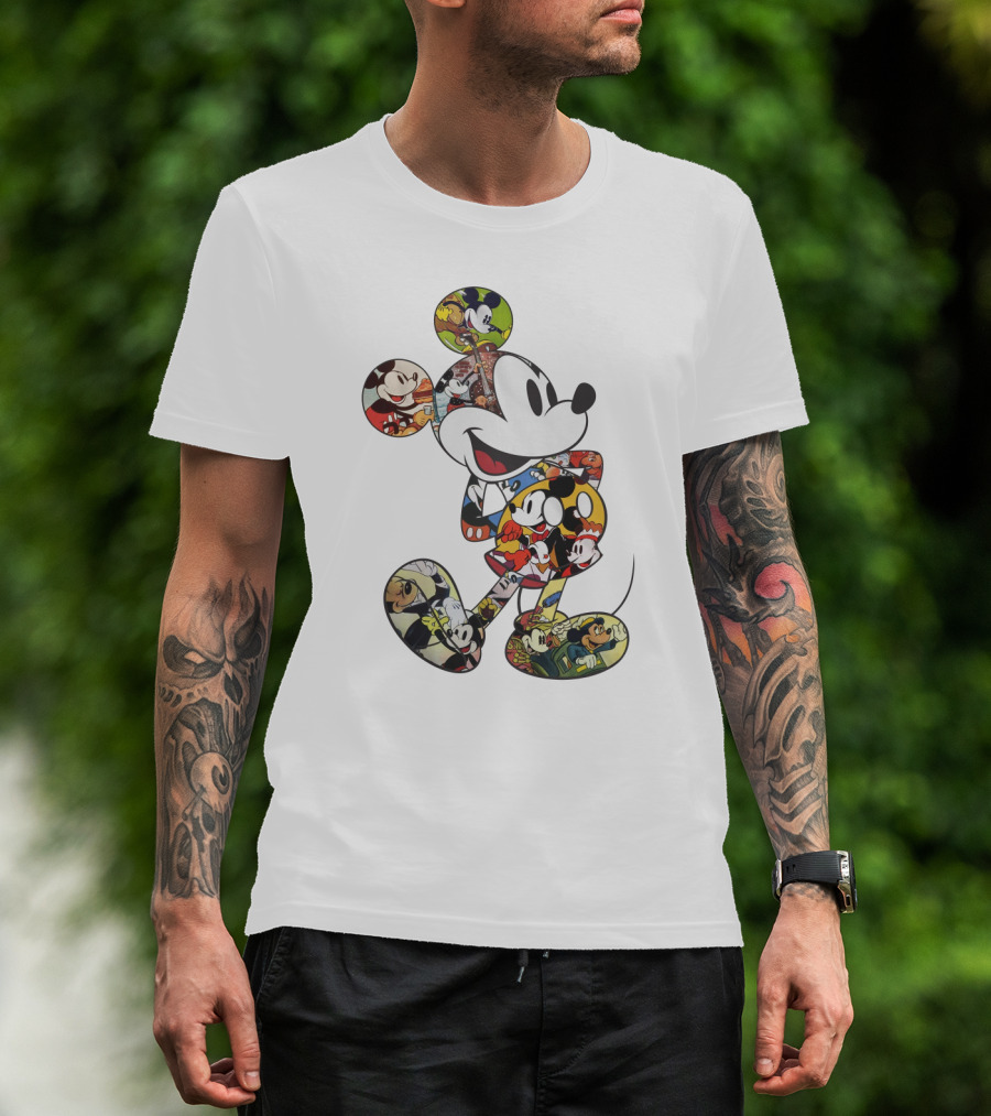 Disney Mickey Mouse Collage Vintage Comic Style T-Shirt