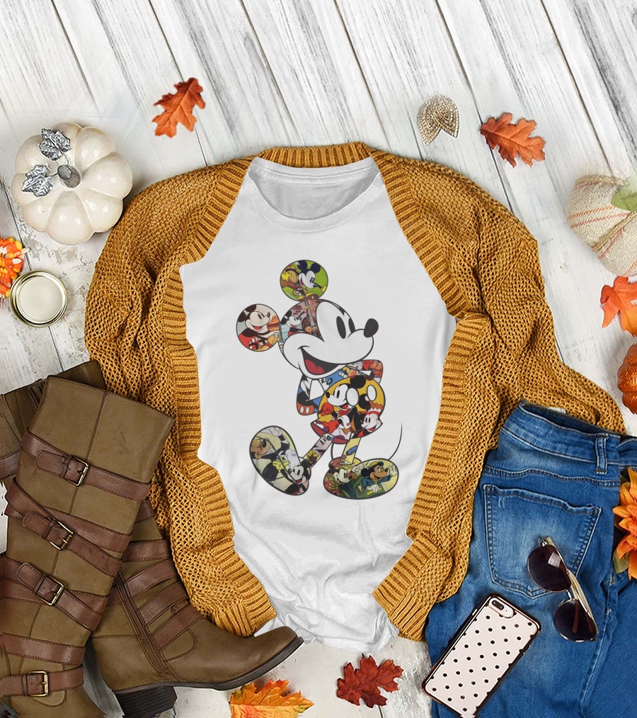 Disney Mickey Mouse Collage Vintage Comic Style T-Shirt