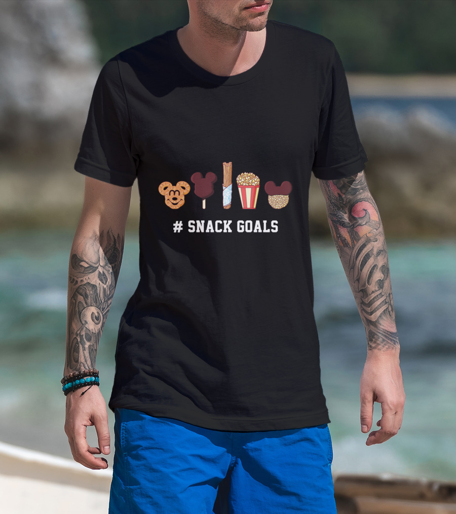 # Snack Goals Disney Films Mickey Mouse Ears Pretzel Churro Ice Cream Popcorn T-Shirt