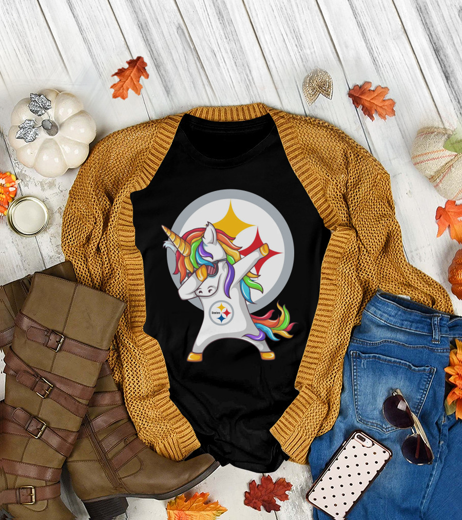 Steelers Rainbow Unicorn Dab With Pittsburgh Steelers T-Shirt