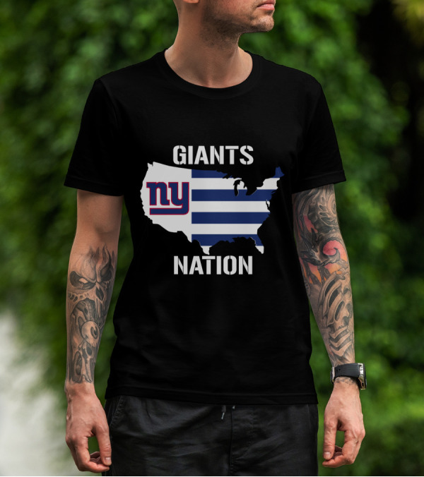 NY Giants Nation USA Map Stripes T-Shirt