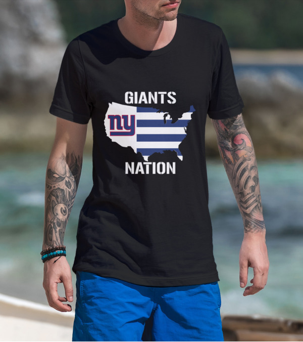 NY Giants Nation USA Map Stripes T-Shirt