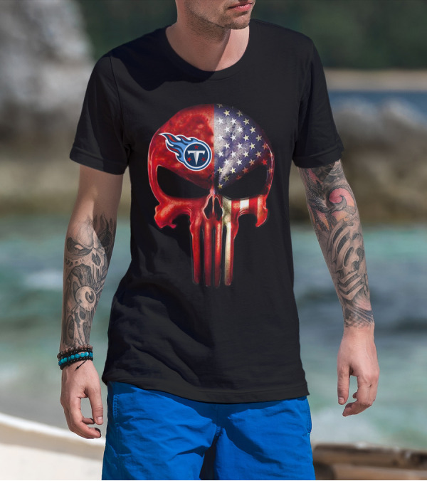 Patriotic Tennessee Titans Punisher Skull For True Fans Only T-Shirt