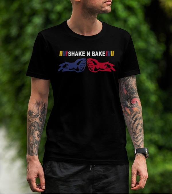 Shake N Bake Racing Fist Bump Blue Red Stripes T-Shirt