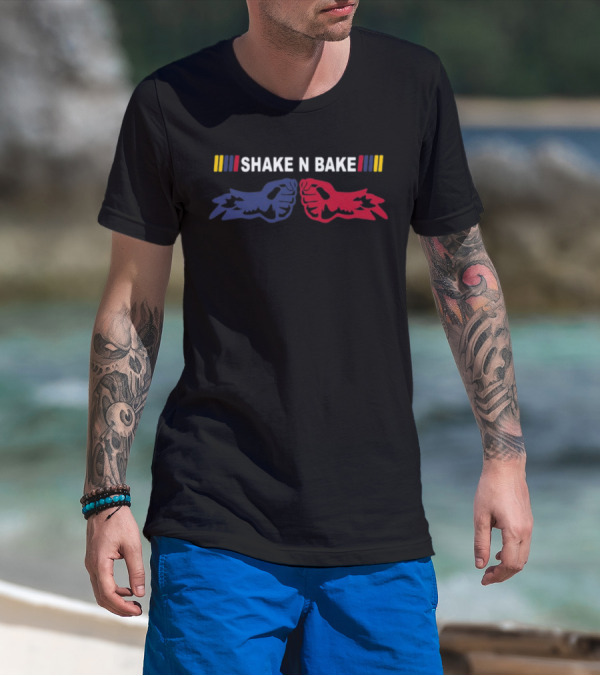Shake N Bake Racing Fist Bump Blue Red Stripes T-Shirt