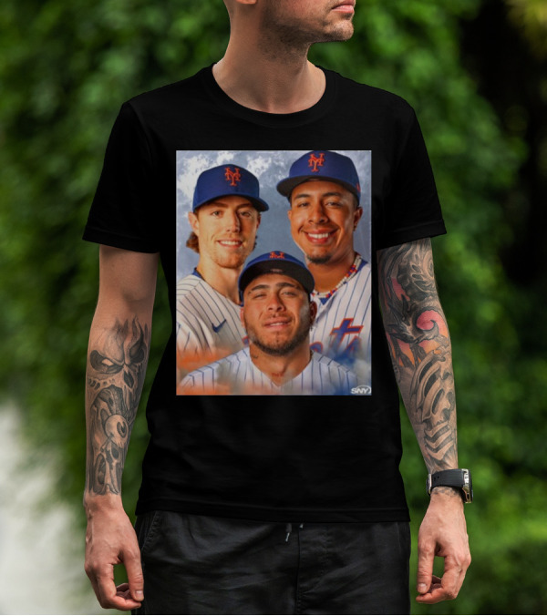 New York Mets Brett Baty With Teammates In SNY Photo T-Shirt