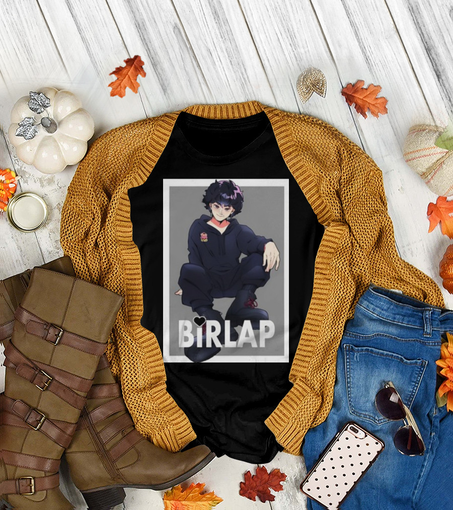 BIRLAP The King's Choice Anime Character in Black Outfit with Heart T-Shirt