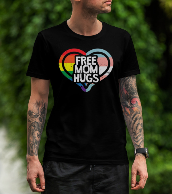 Free Mom Hugs Rainbow Heart Pride Vintage T-Shirt