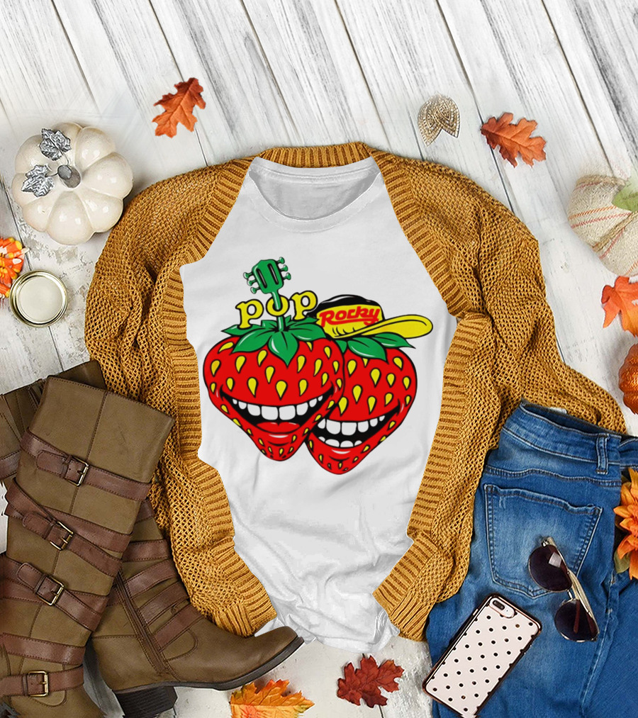 Pop Rocky Strawberry Guitar Grin T-Shirt