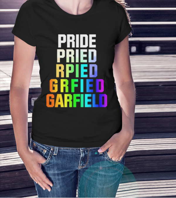 Pride Rainbow Garfield Parody Text Evolution T-Shirt