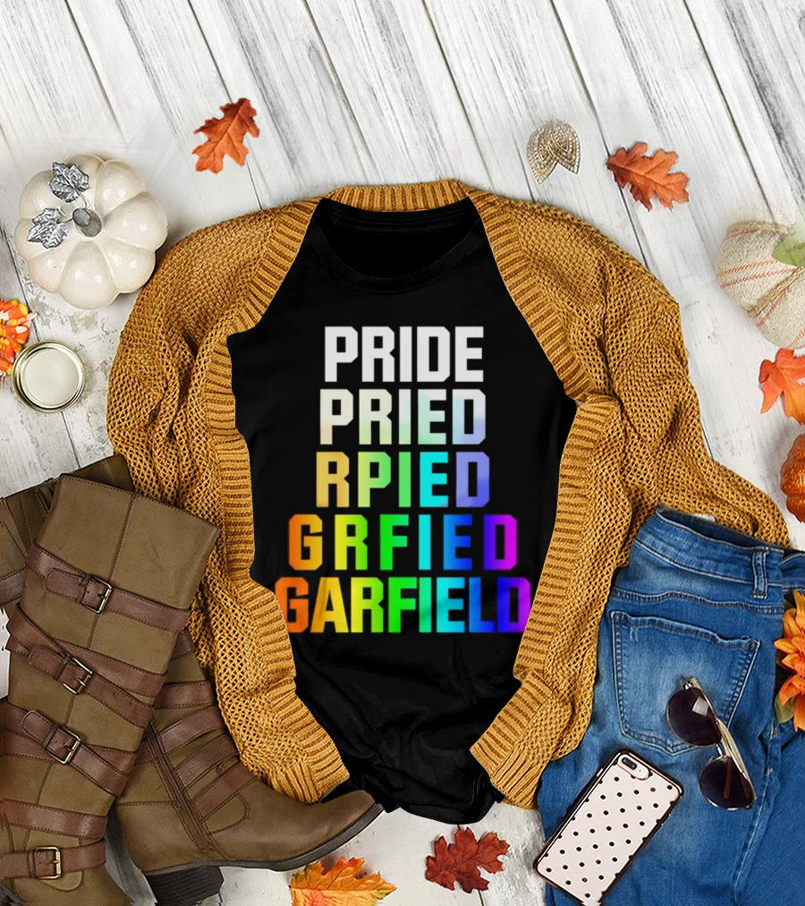 Pride Rainbow Garfield Parody Text Evolution T-Shirt
