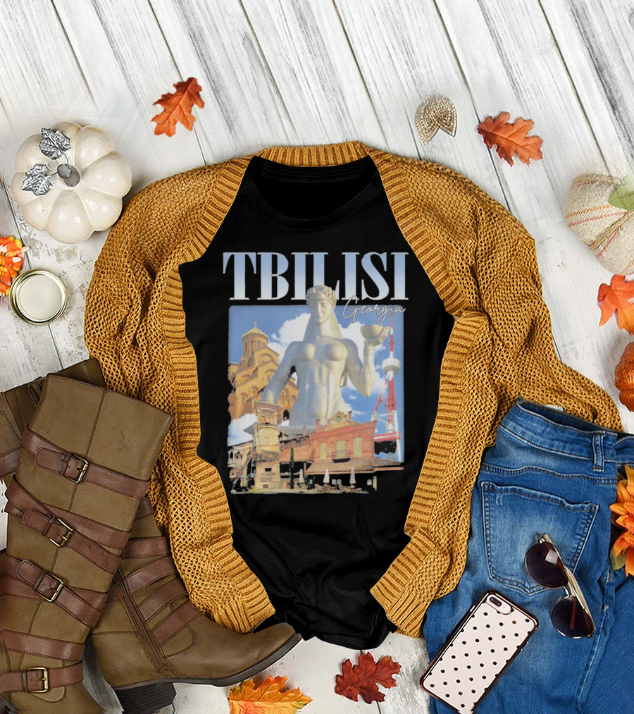 Tbilisi Georgia Vintage Landmarks with Mother of Georgia Statue and Iconic Architecture T-Shirt