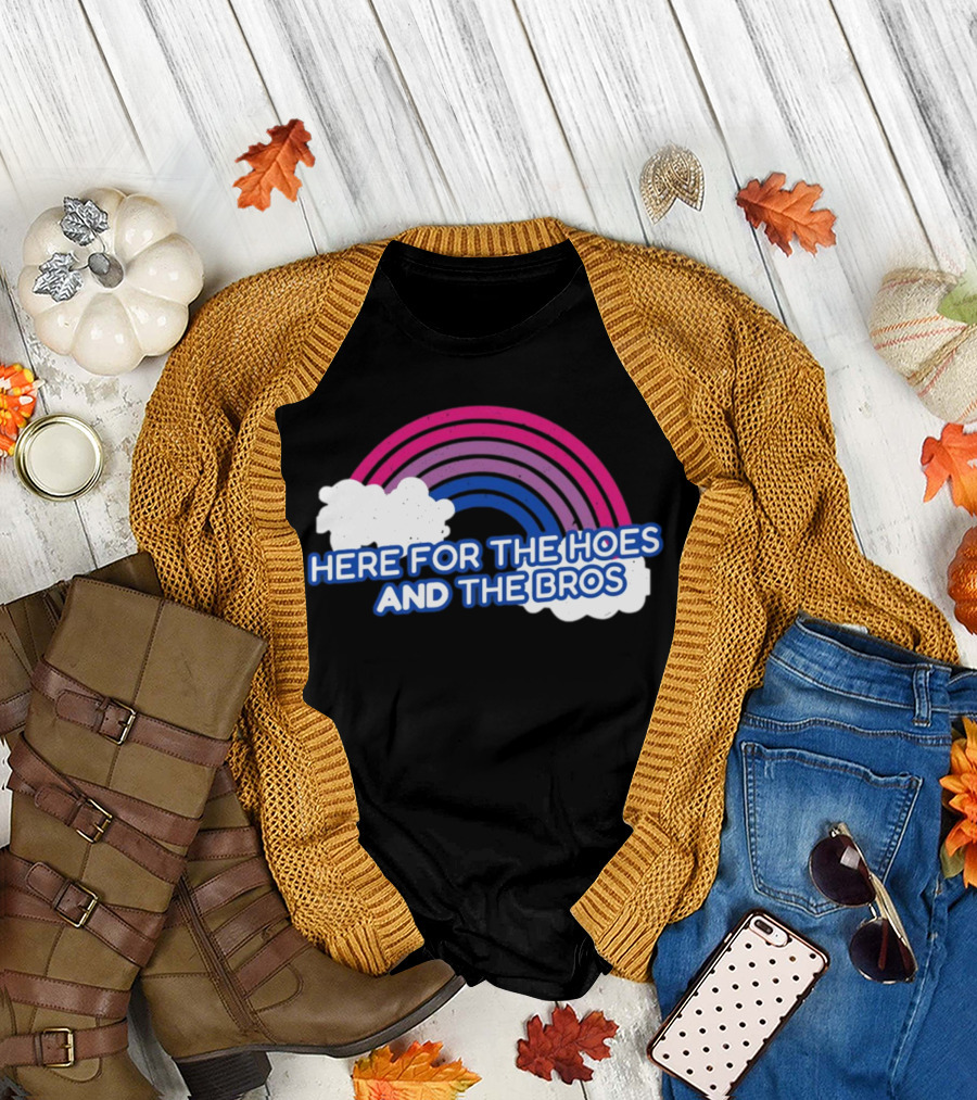 Here For The Hoes And The Bros Rainbow Clouds T-Shirt