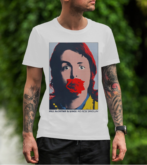 Paul McCartney And Wings Red Rose Speedway Pop Art Pixel Photo T-Shirt