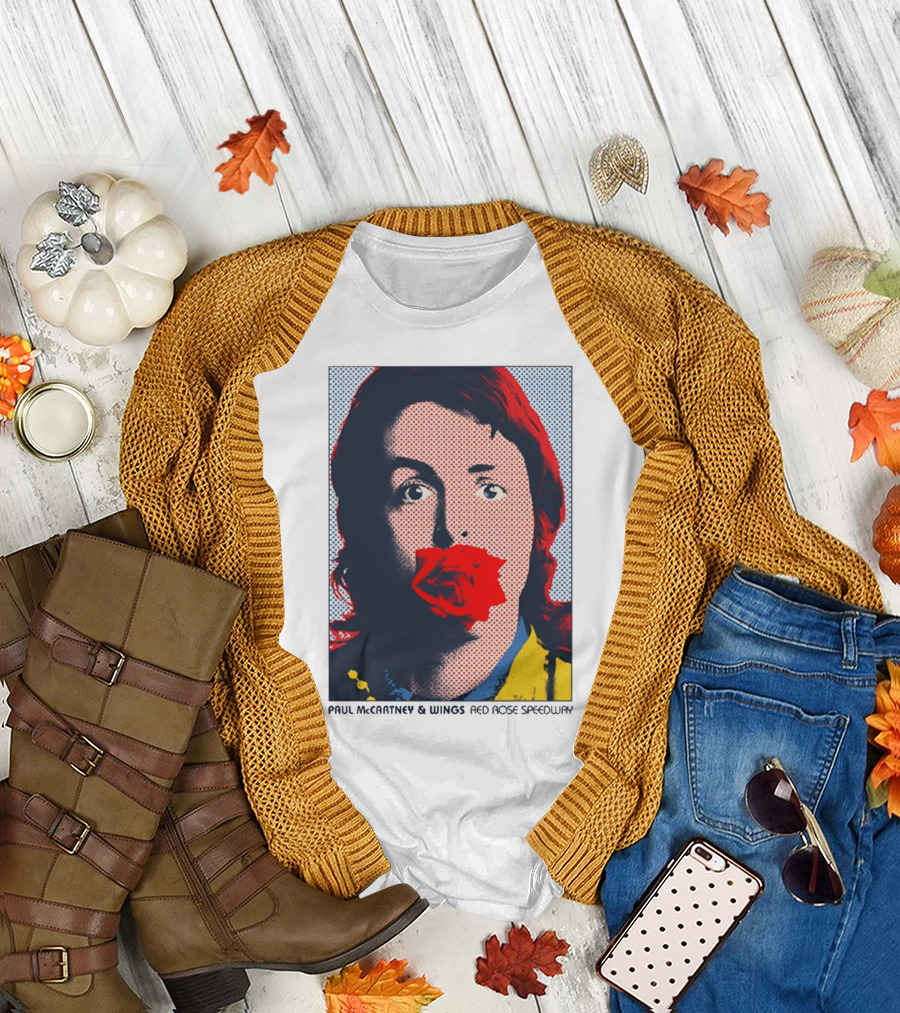 Paul McCartney and Wings Red Rose Speedway Pop Art Pixel Photo T-Shirt