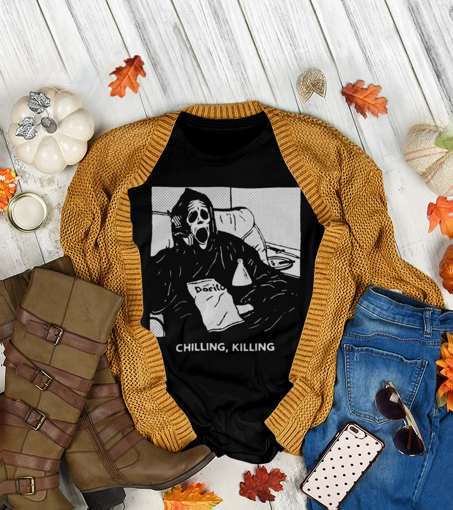 Chilling Killing Dorito Ghostface Relaxation T-Shirt