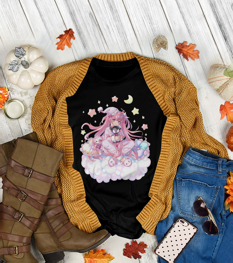 Ironmouse Vshojo Cute Pajama Sleepover With Moon And Stars T-Shirt