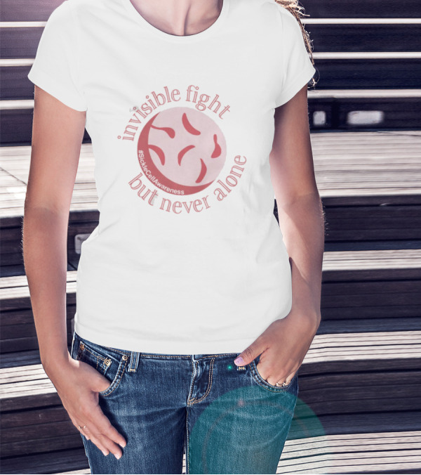 Invisible Fight But Never Alone Sickle Cell Awareness T-Shirt