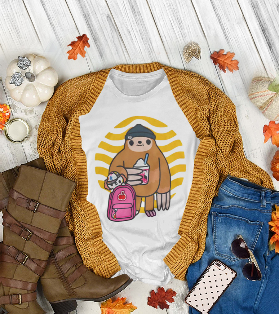 Toca Boca New Custom Prints Store Backpack Sloth with Drink and Hat Ripple T-Shirt