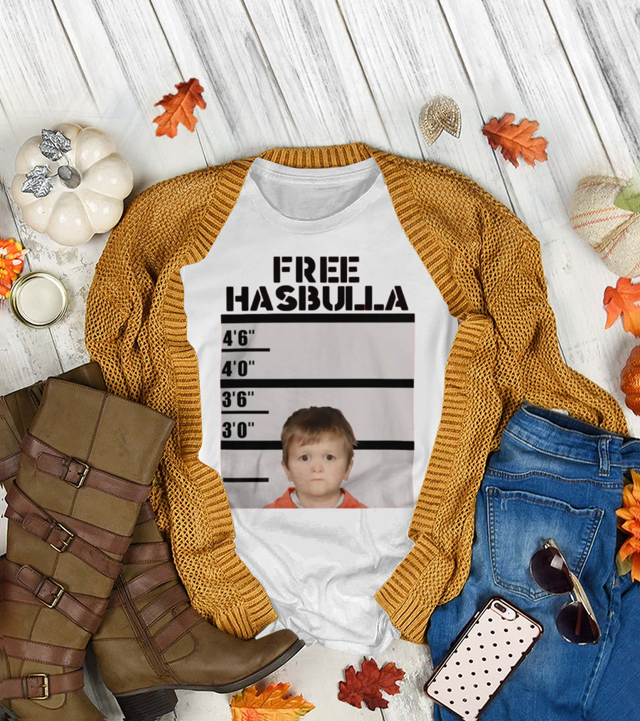 Free Hasbulla Mugshot Parody with Height Chart T-Shirt