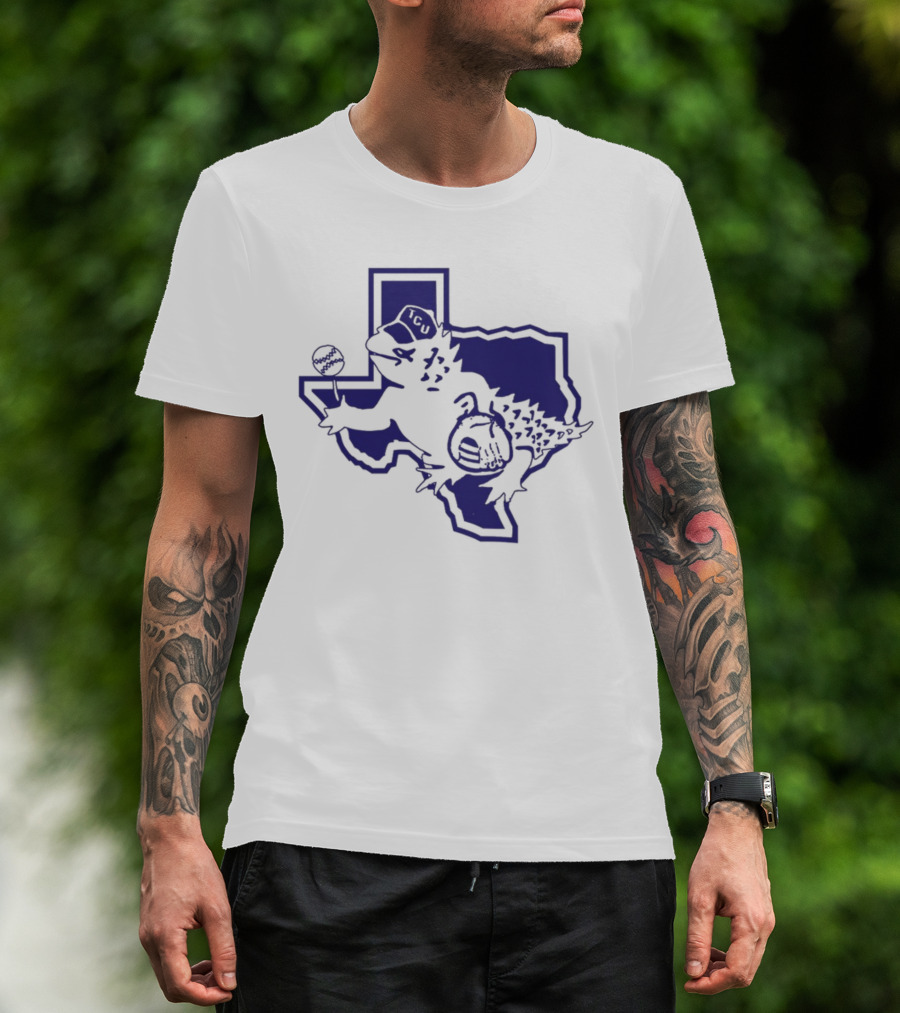 Sickos Committee Texas TCU Horned Frog Mascot Basketball And Football Texas Outline T-Shirt