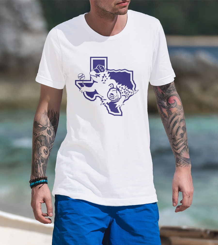 Sickos Committee Texas TCU Horned Frog Mascot Basketball And Football Texas Outline T-Shirt