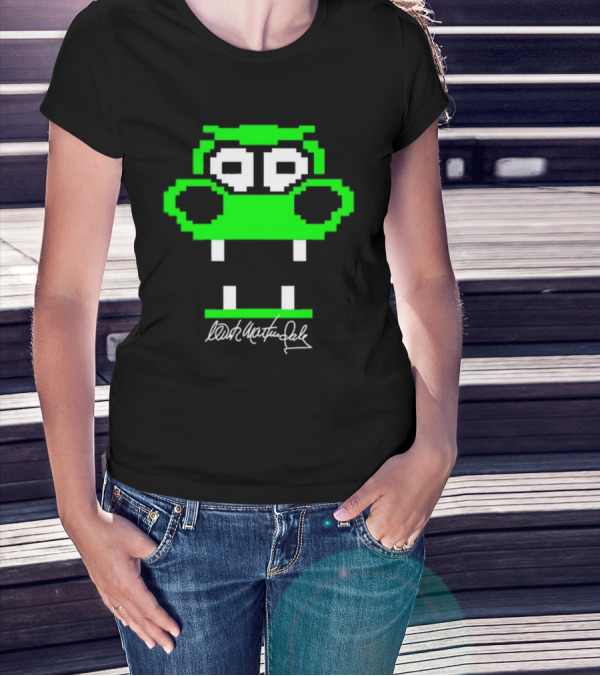 Tic Tac Dough Dragon Wink Martindale Signature Pixelated Green Face T-Shirt