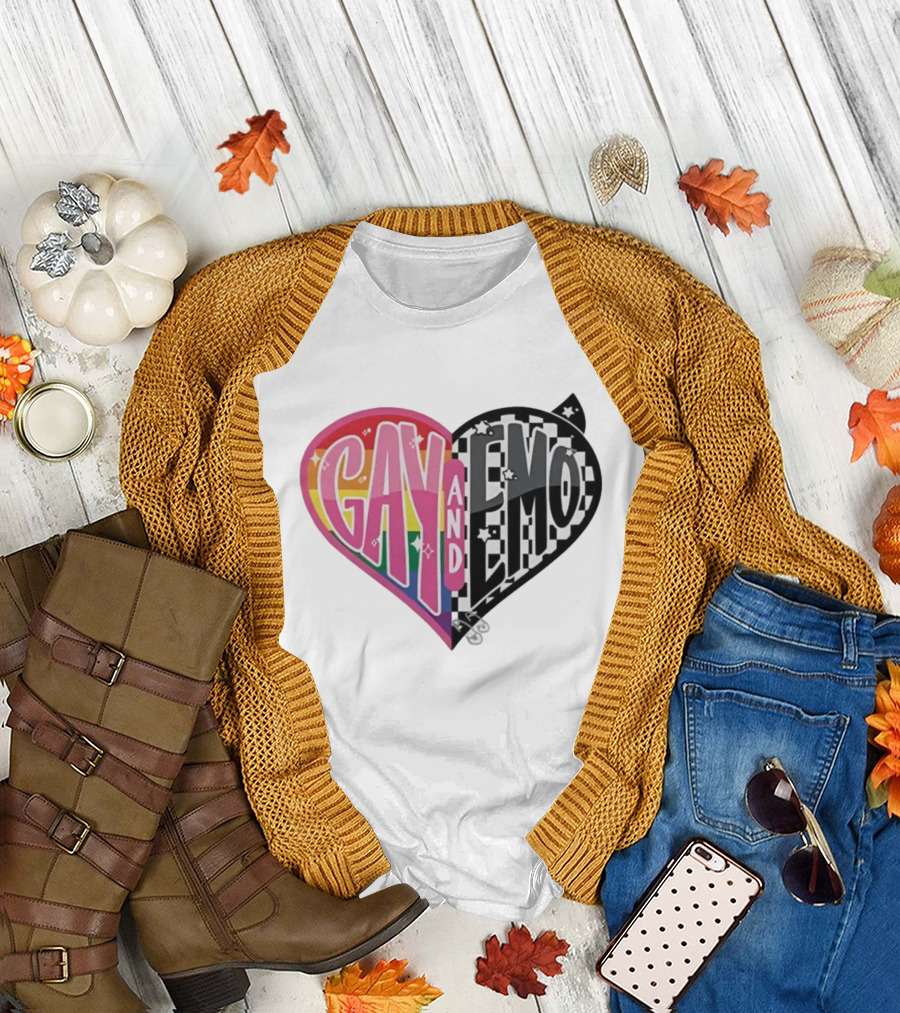 Jessie Paege Gay and Emo Heart Rainbow Checkerboard T-Shirt
