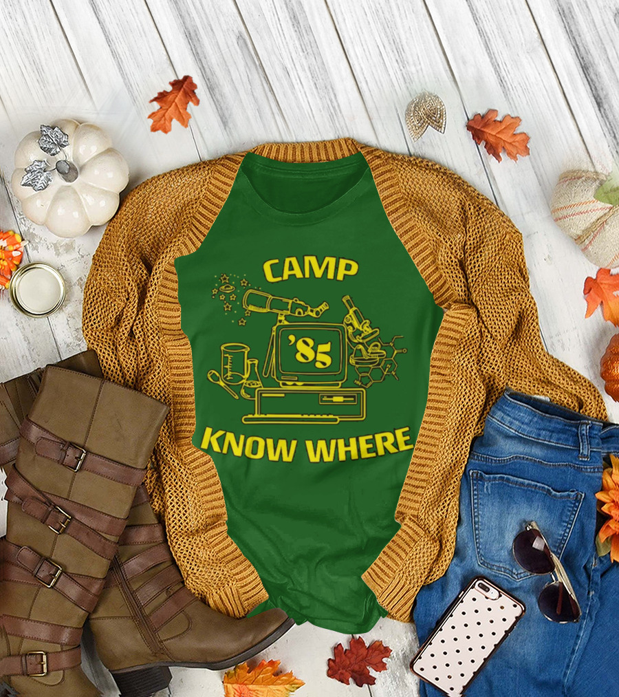Camp Know Where '85 Science Computer Microscope Telescope Chemistry T-Shirt