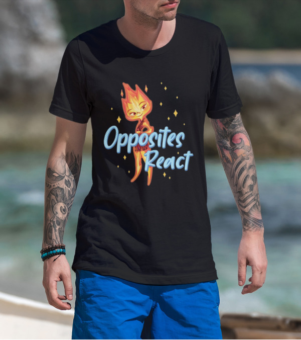 Opposites React Fire Element Character T-Shirt