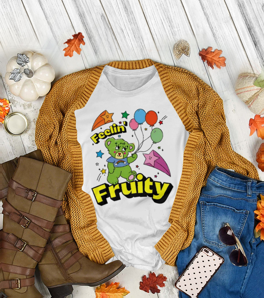 Feelin' Fruity Bear with Balloons and Stars T-Shirt