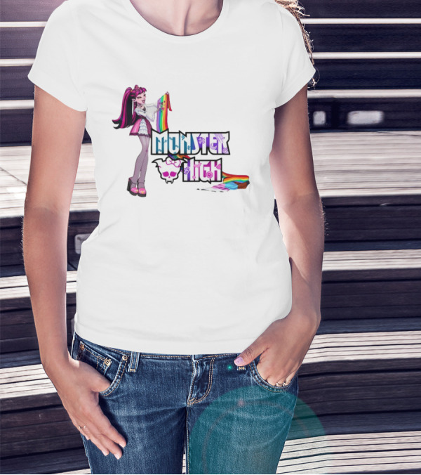 Monster High Draculaura Holding Pride Rainbow Flag T-Shirt