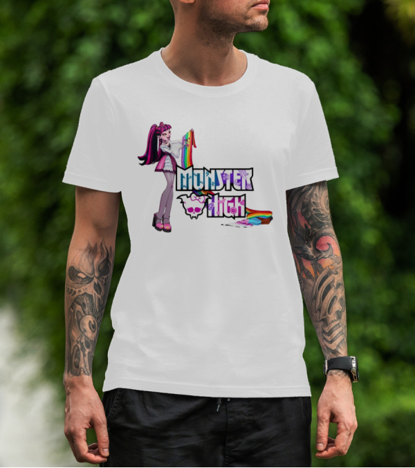 Monster High Draculaura Holding Pride Rainbow Flag T-Shirt